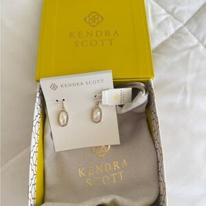 Kendra Scott Gold and White Drop Earrings